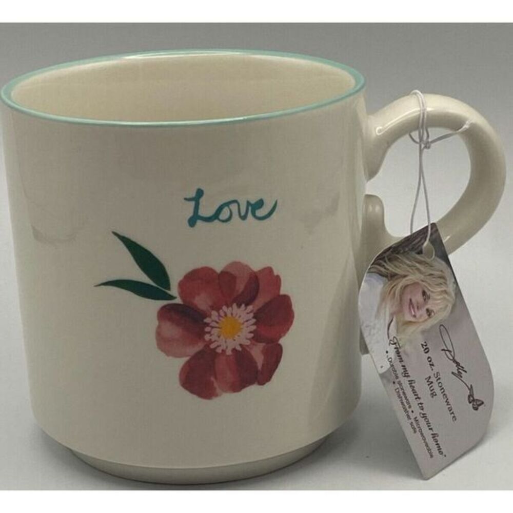 Dolly Parton Love Coffee Mug Red‎ Flower Stoneware NWT Mothers Day Birthday